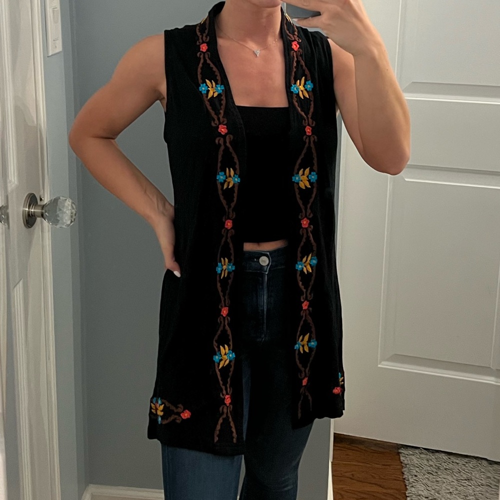 Luv2Luv Black Embroidered Vest